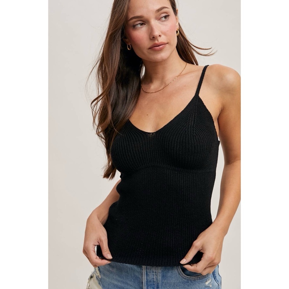 V Neck Ribbed Tank Top